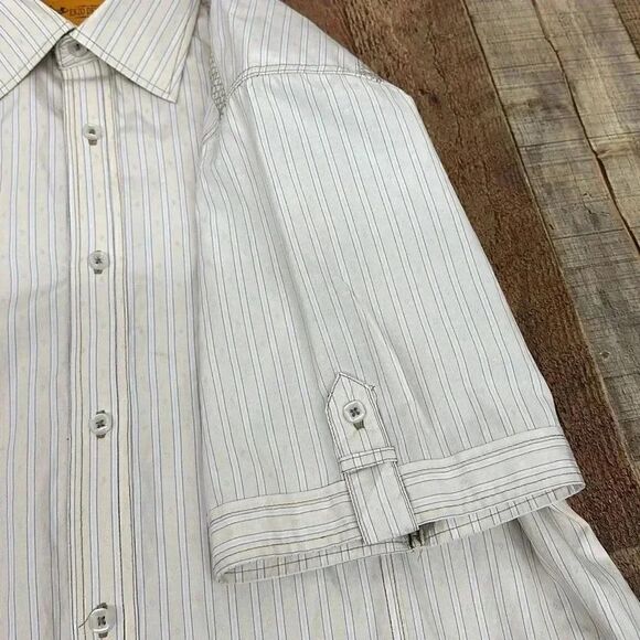 Enzo Denim Button Down Short Sleeve Shirt Men’s Sz L - Picture 5 of 10